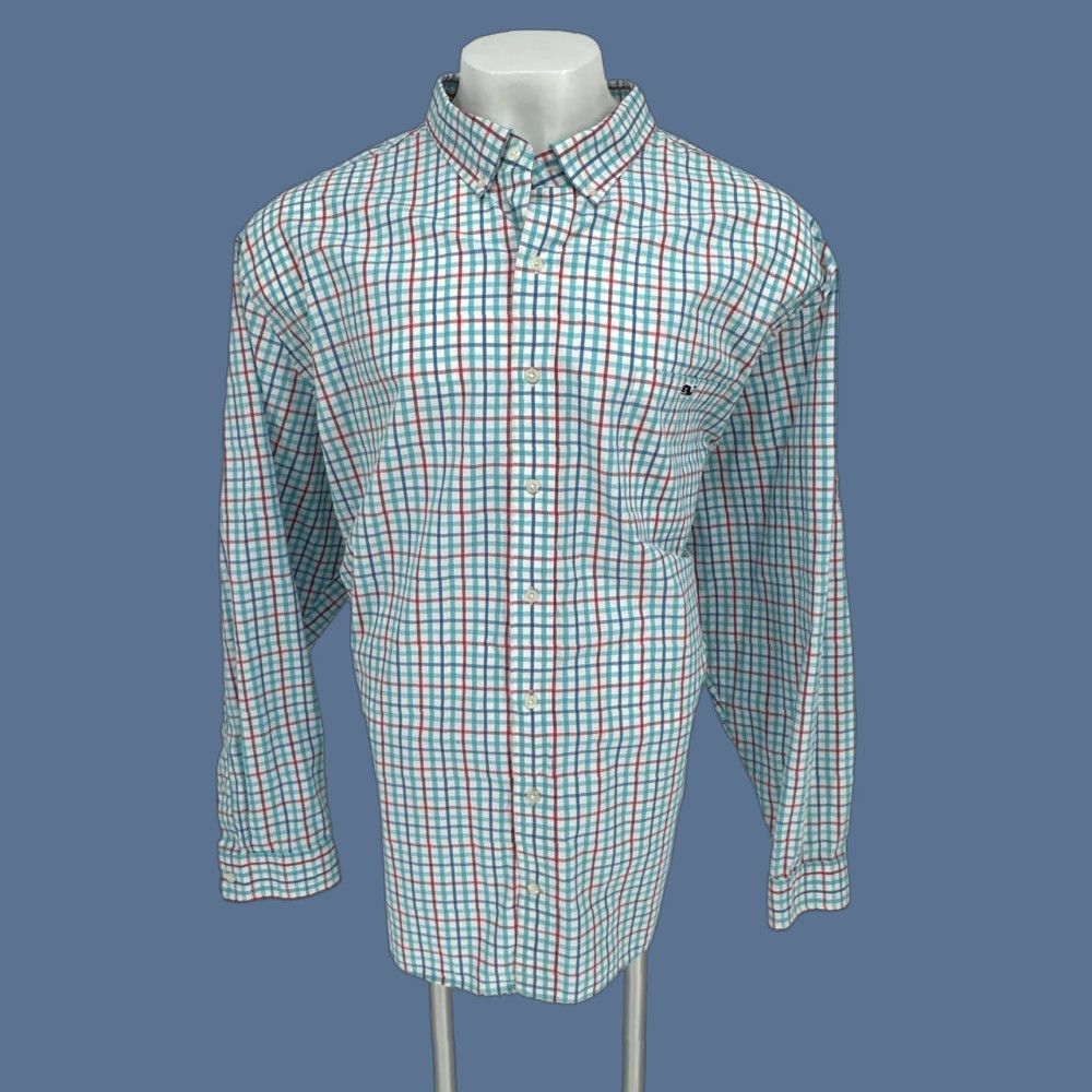 Vineyard Vines Vineyard Vines Shirt Mens Big 4X Blue Check Stretch Long Sleeve Button Down Size US XXL / EU 58 / 5 - 1 Thumbnail