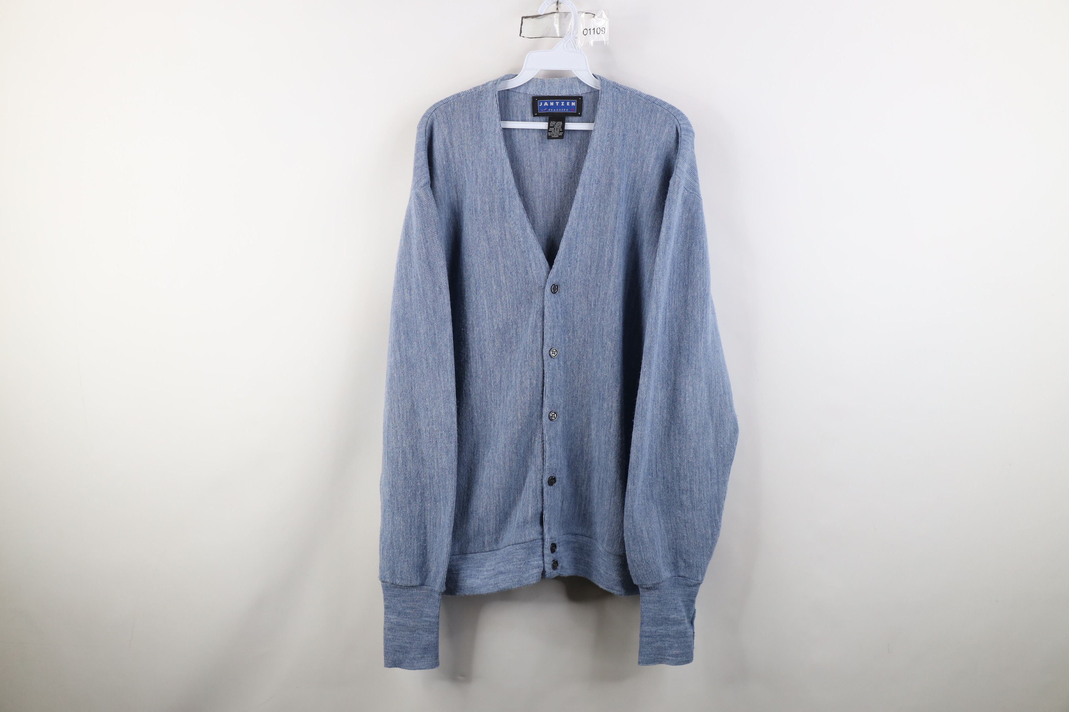 Vintage Vintage 90s Streetwear Kurt Cobain Cardigan Sweater Blue USA Size US XL / EU 56 / 4 - 1 Thumbnail