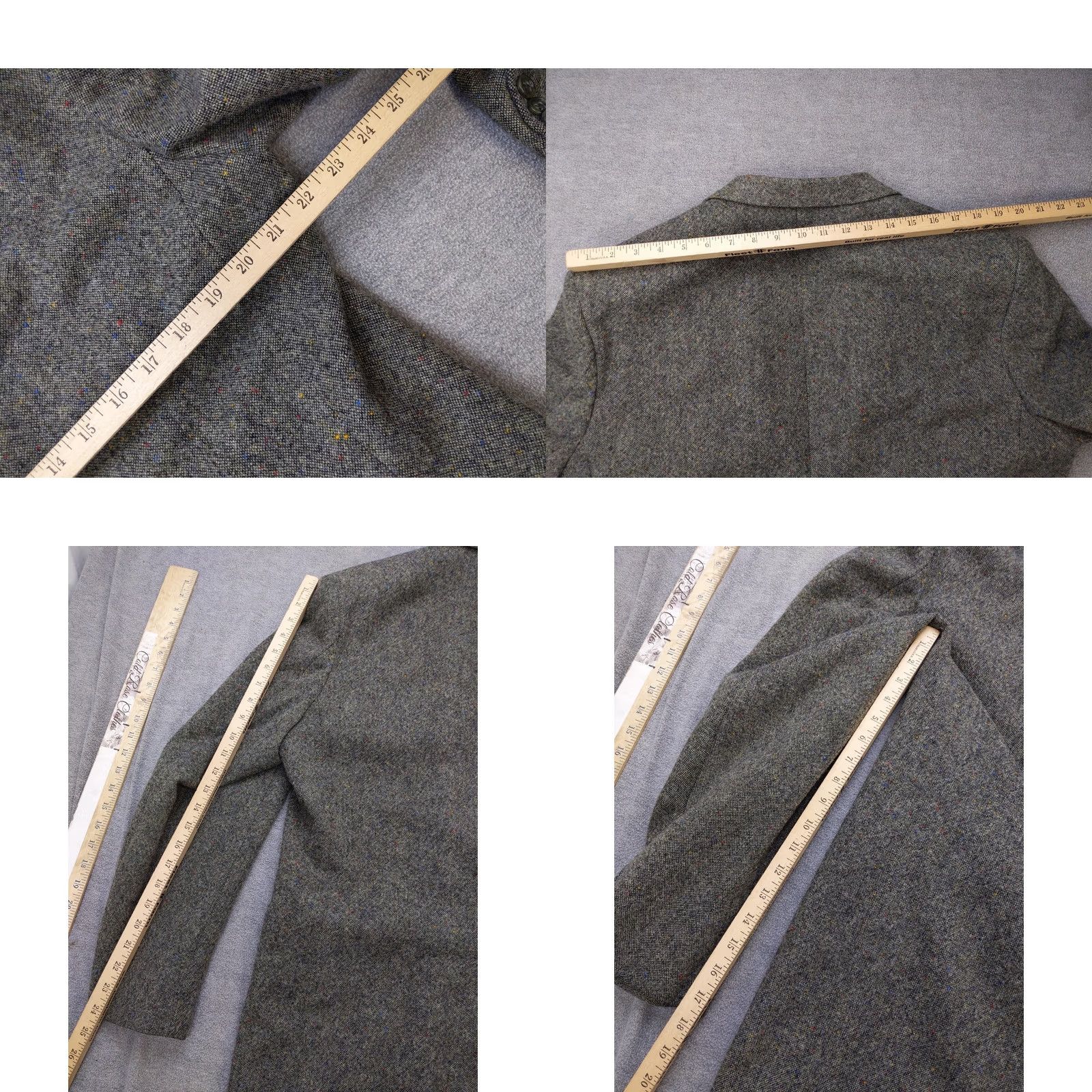 Lands' End Lands End Blazer Mens Large Long Gray Wool Herringbone Tweed Sport Coat Jacket USA Size 38R - 9 Thumbnail