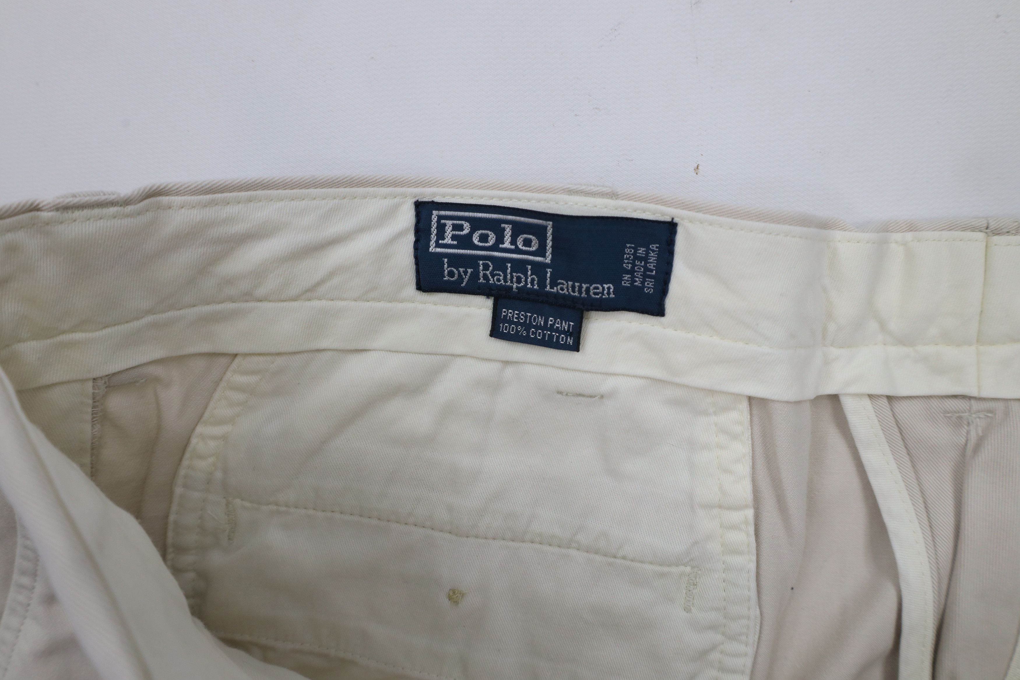 Ralph Lauren × Vintage Vintage 90s Ralph Lauren Wide Leg Chino Pants Beige Cotton Size US 38 / EU 54 - 9 Thumbnail