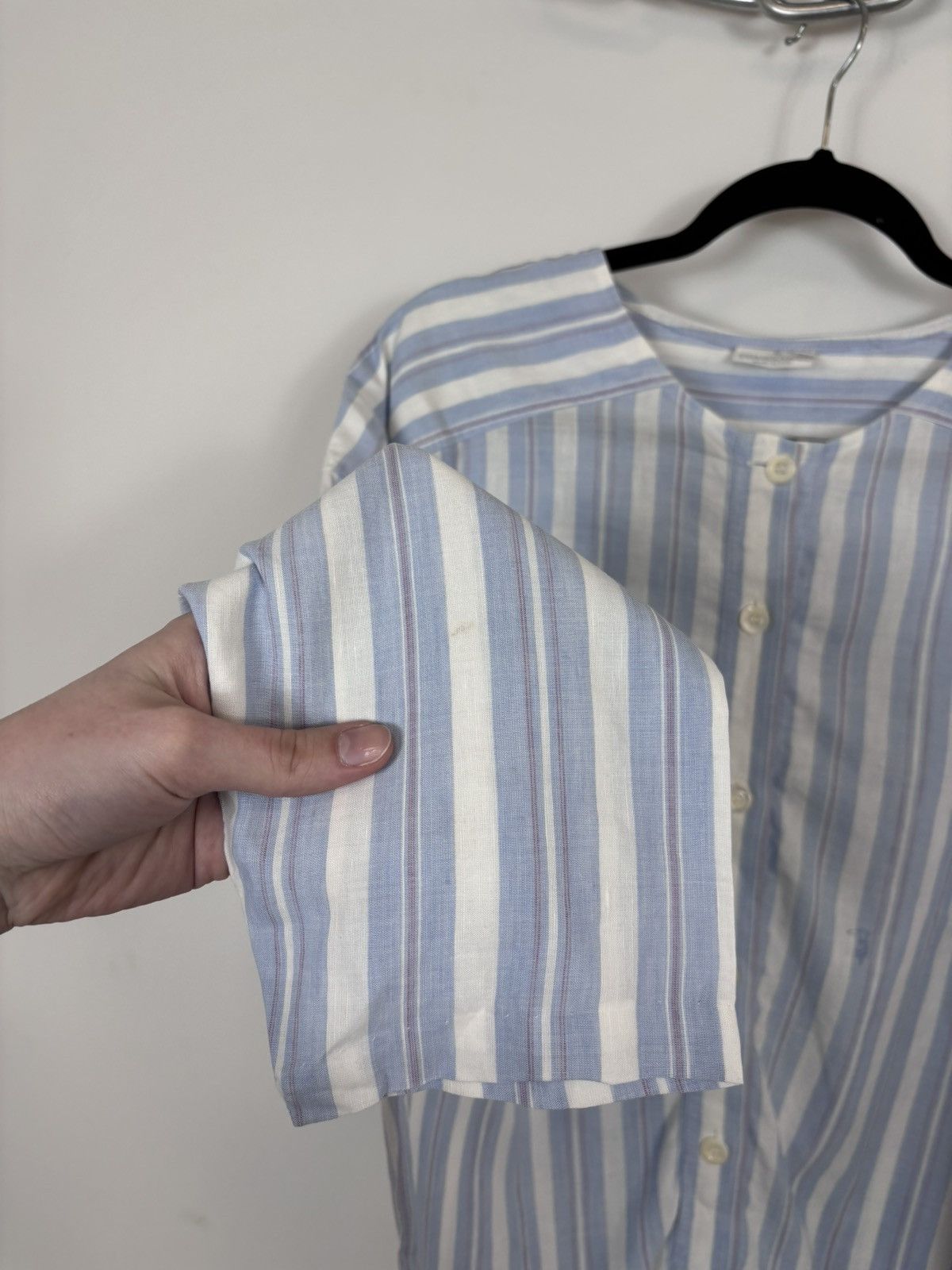 Trussardi Trussardi Vintage Women’s Blue Striped Long Sleeve Shirt Size L / US 10 / IT 46 - 9 Thumbnail