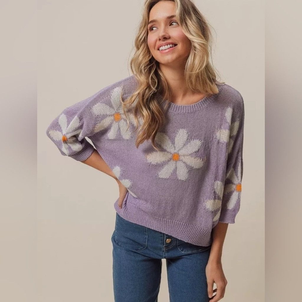 Other NWT Floral Elegance: The Chic Slit Sweater by BiBi Size M / US 6-8 / IT 42-44 - 3 Thumbnail