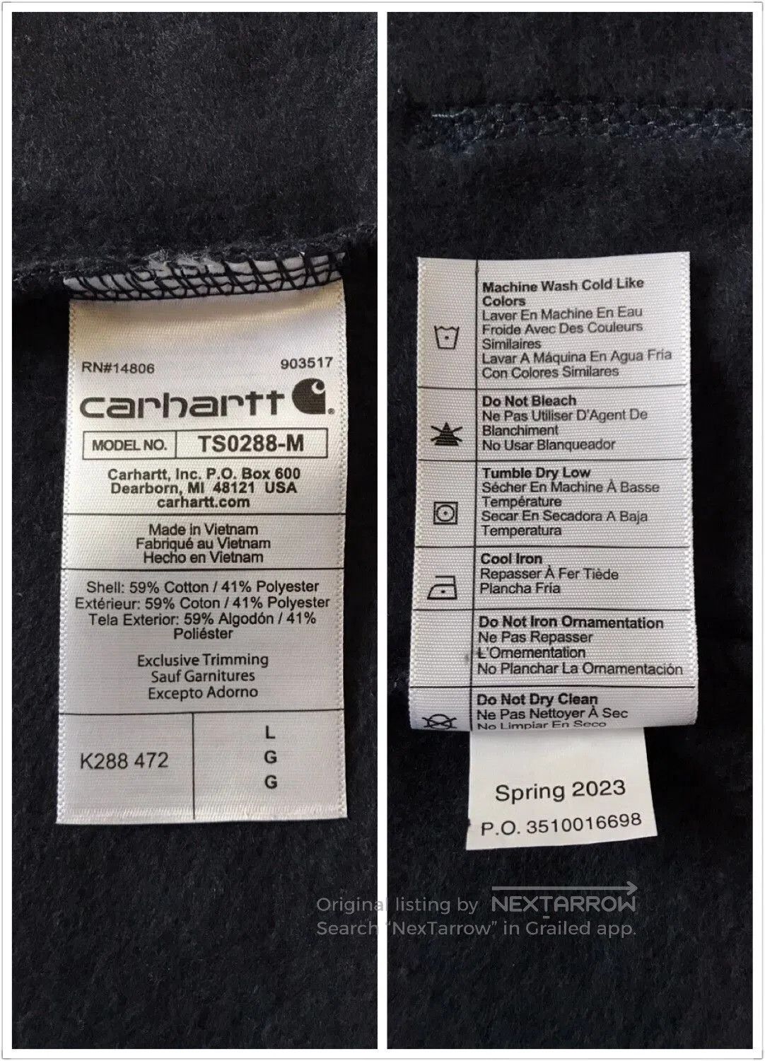 Carhartt Carhartt K288 472 Navy Hooded Sweatshirt. Size US L / EU 52-54 / 3 - 9 Thumbnail