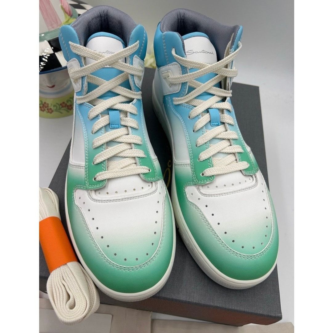 Santoni Mens Santoni logo print high top leather sneakers size 12 US Size US 12 / EU 45 - 5 Thumbnail