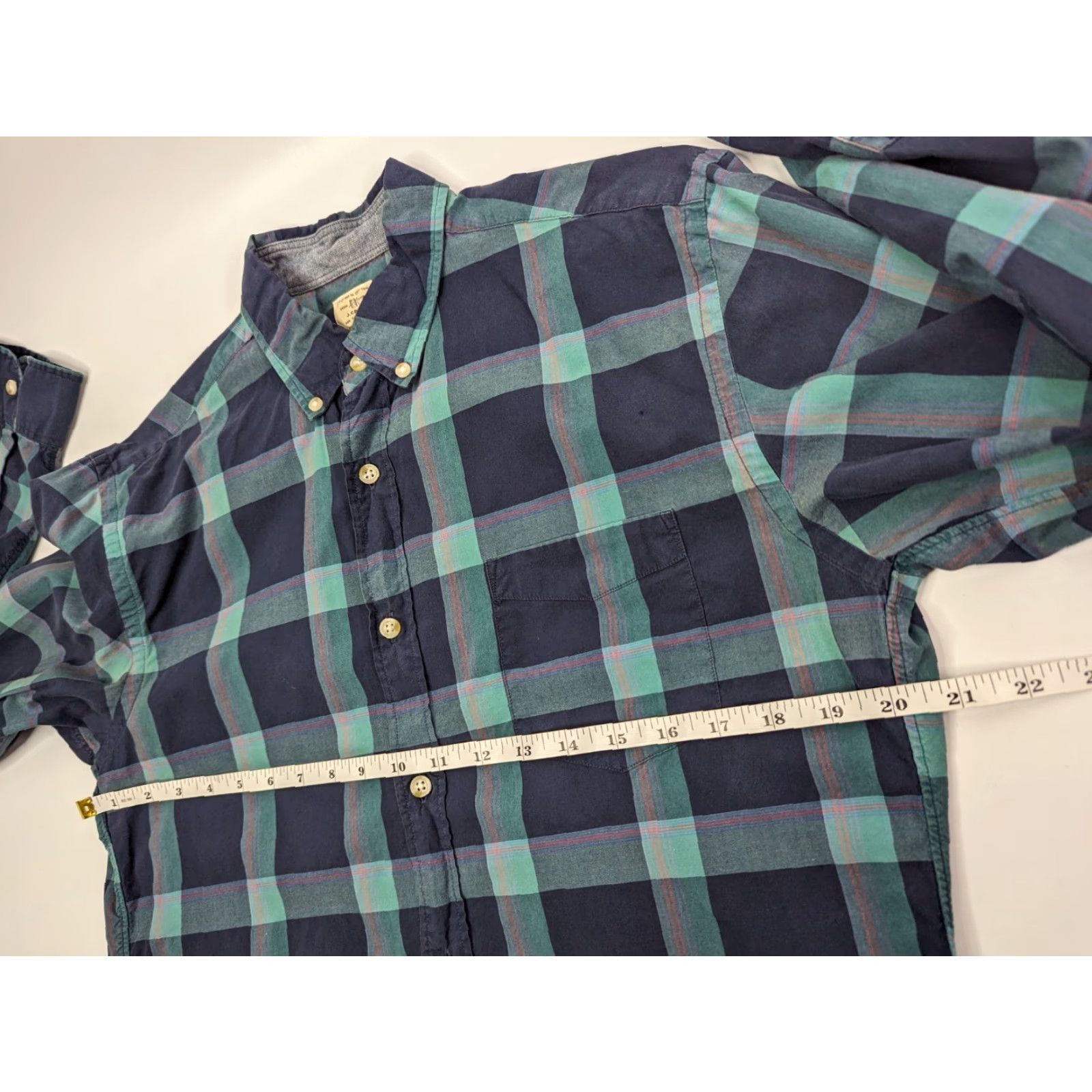 J.Crew VINTAGE J Crew Button Front Shirt Mens M Green White Plaid Long Sleeve 2-Ply Cotton Size US M / EU 48-50 / 2 - 5 Thumbnail