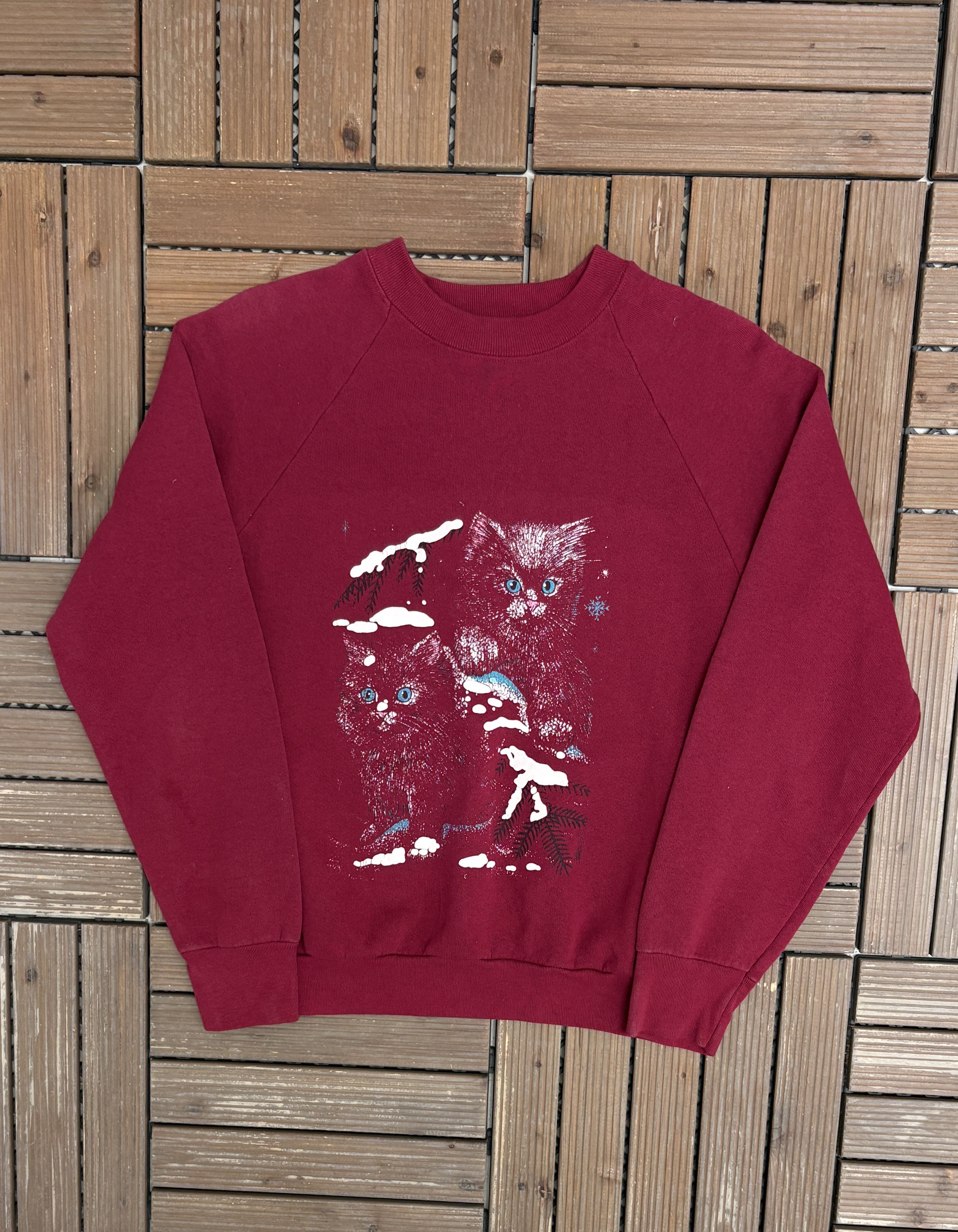 Vintage Couple Kittens Vintage Red Crewneck Sweater Size US L / EU 52-54 / 3 - 1 Thumbnail