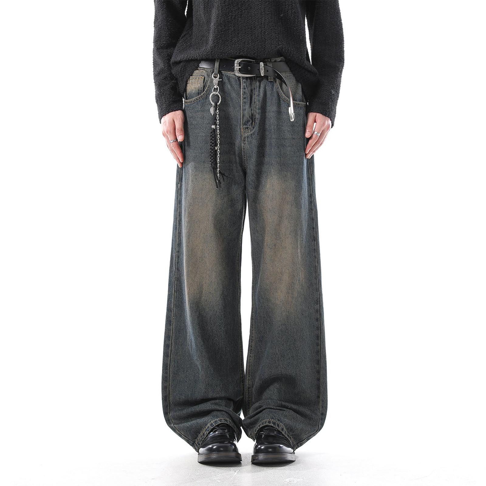 Jean Black Distressed Baggy Wide Leg Jeans, Barrel Leg Jeans Size US 32 / EU 48 - 7 Thumbnail
