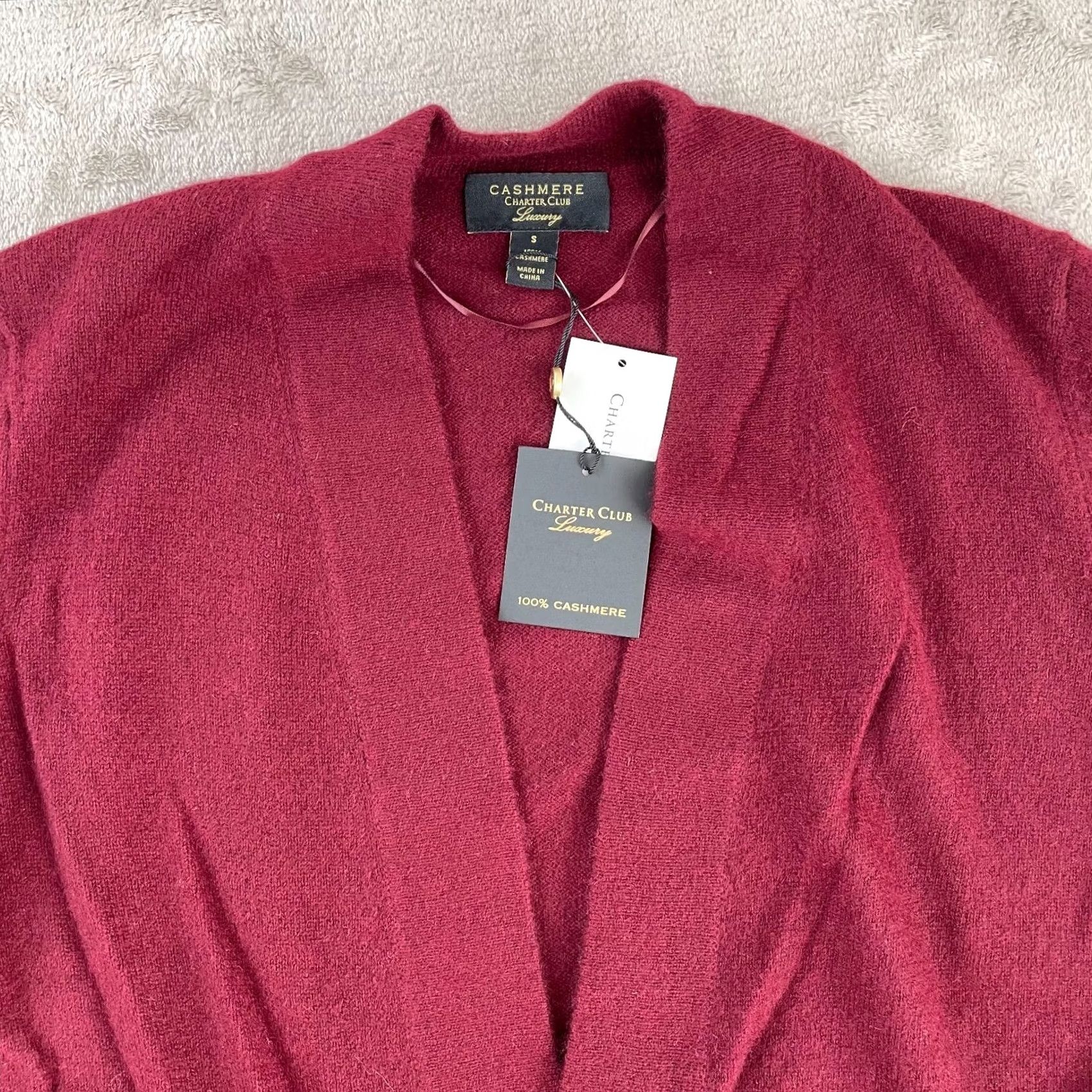 Charter Club Charter Club Duster Sweater Women S Cardigan 100% Cashmere Burgundy NWT 189 NWT Size S / US 4 / IT 40 - 3 Thumbnail