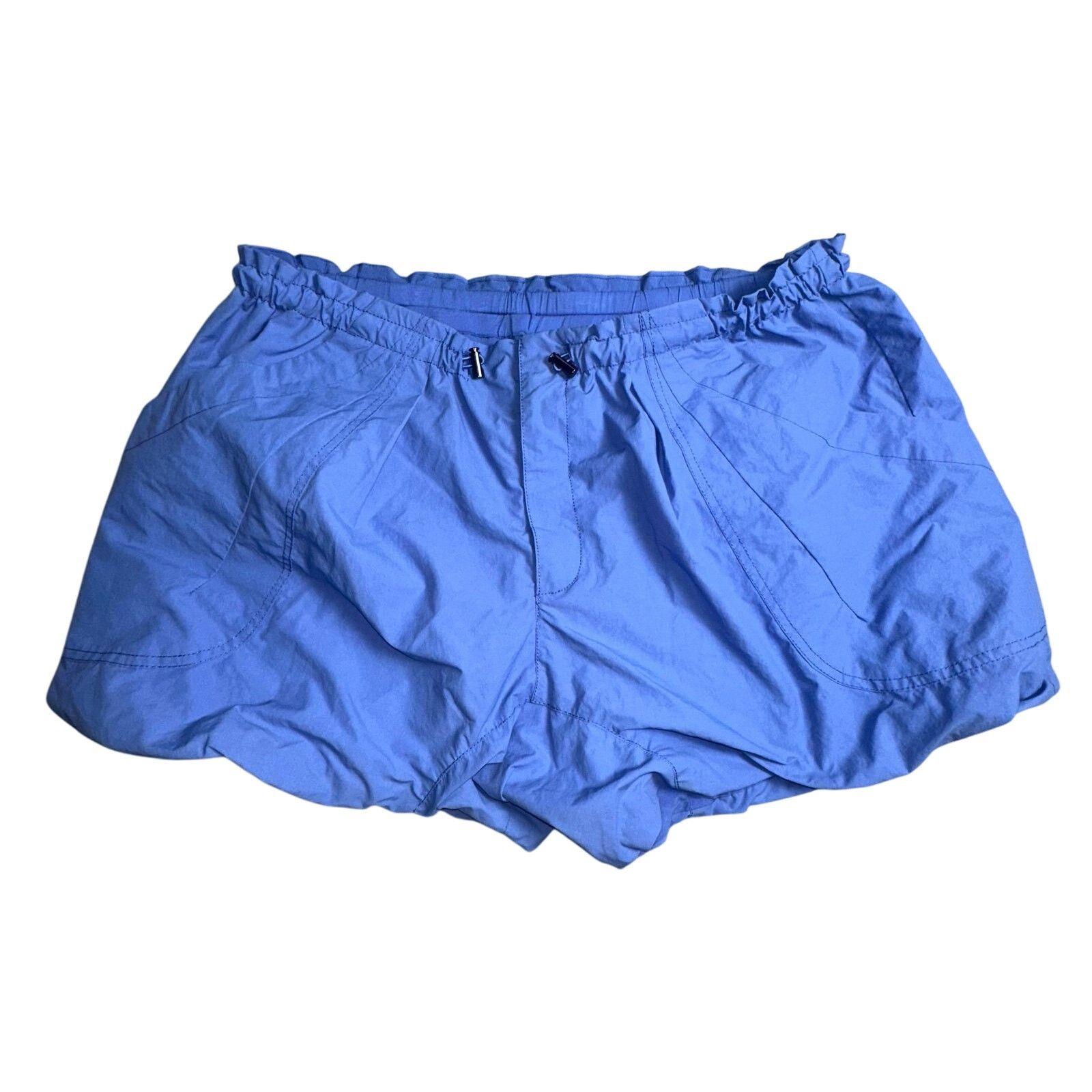 Free People NWT Camp Out Nylon Shorts $88 LARGE Blue Fizz BUBBLE-HEM Size 36" / US 14 / IT 50 - 4 Thumbnail
