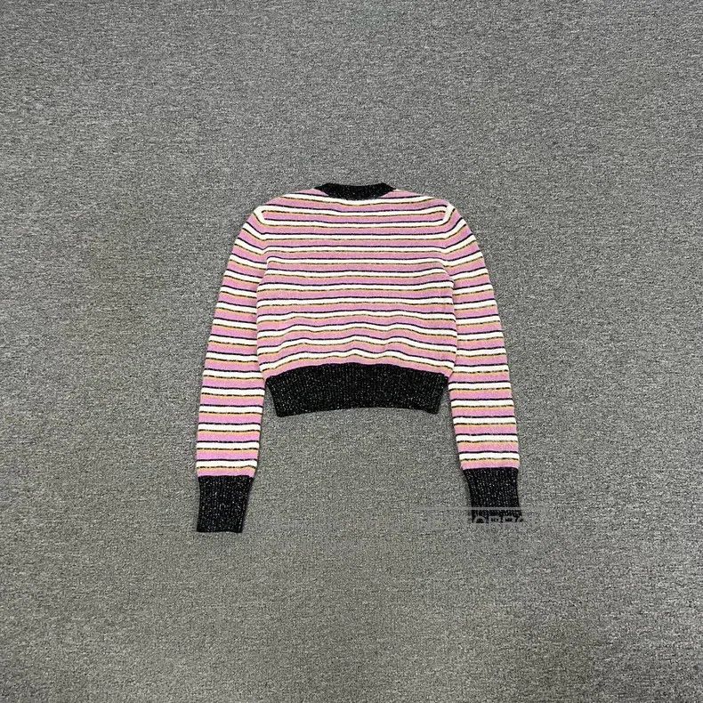 Chanel Chanel 22A Pink Stitched Striped Knitted Sweater Size XXS / US 00 / IT 34 - 2 Thumbnail