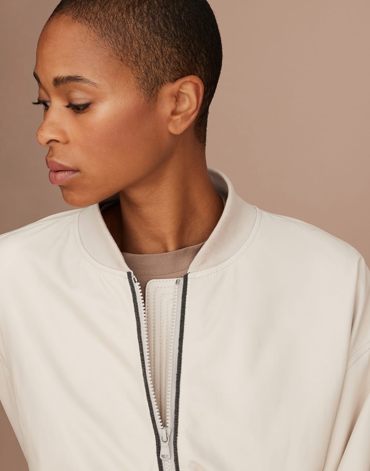 Brunello Cucinelli o1la1rc1a0425 Leather Jacket in White Size L / US 10 / IT 46 - 6 Thumbnail