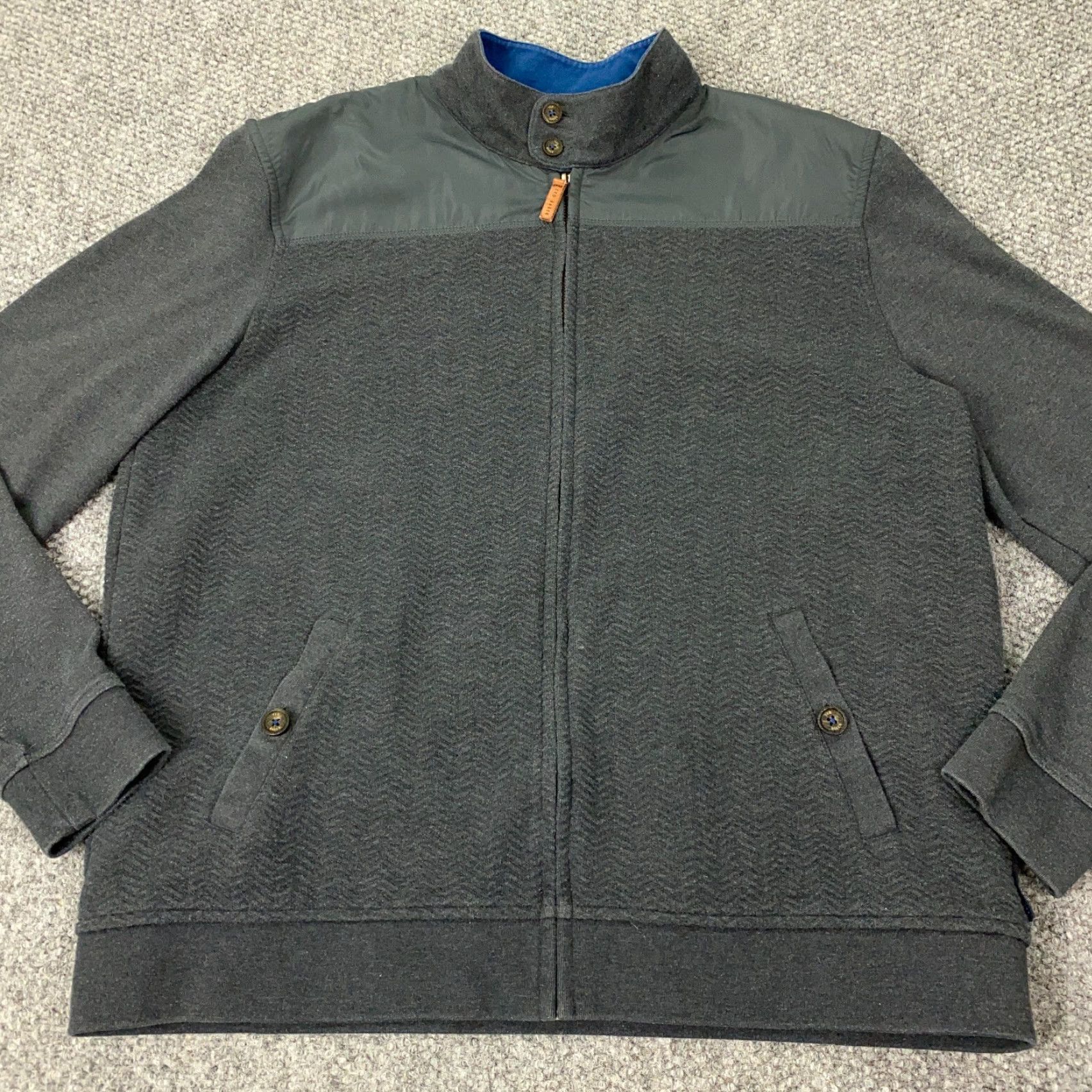 Ted Baker VINTAGE Ted Baker Jacket Womens TB6 Gray Moto Style Herringbone Full Zip US Size 14 Leather Short Sleeve N/A Size XL / US 12-14 / IT 48-50 - 2 Thumbnail