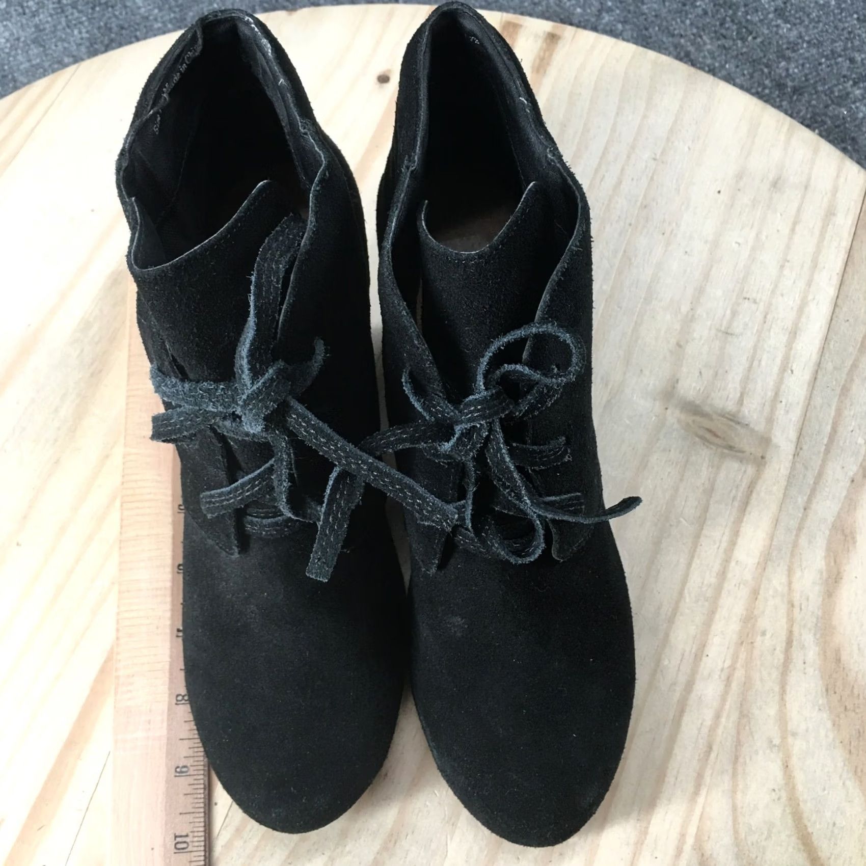 Dolce Vita Dolce Vita Boots Womens 7.5 Page Lace Up Wedge Ankle Bootie Black Faux Suede Size US 8 / IT 38 - 7 Thumbnail