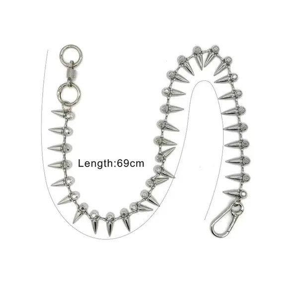 Jewelry Silver Spiked Wallet Chain Accessory for Pants, Punk Style Size ONE SIZE - 6 Thumbnail