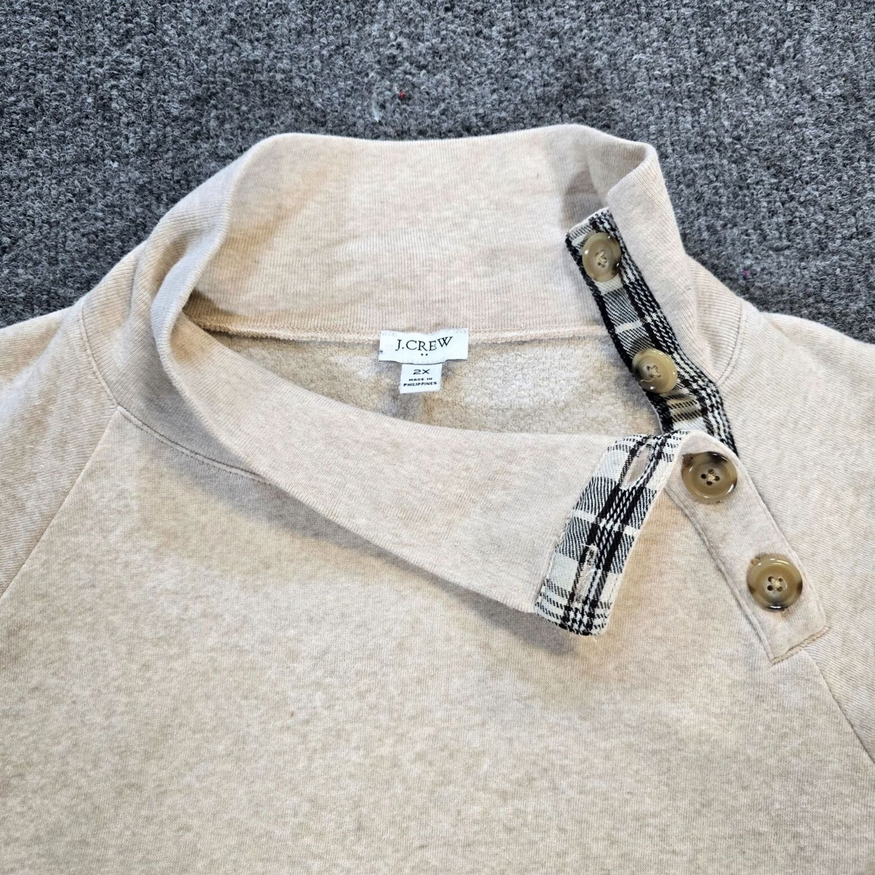 J.Crew J.CREW Sweater Women 2X Beige High Neck Button Long Sleeve Knit Pullover Casual 2X Womens Size XXL / US 16-18 / IT 52-54 - 4 Thumbnail