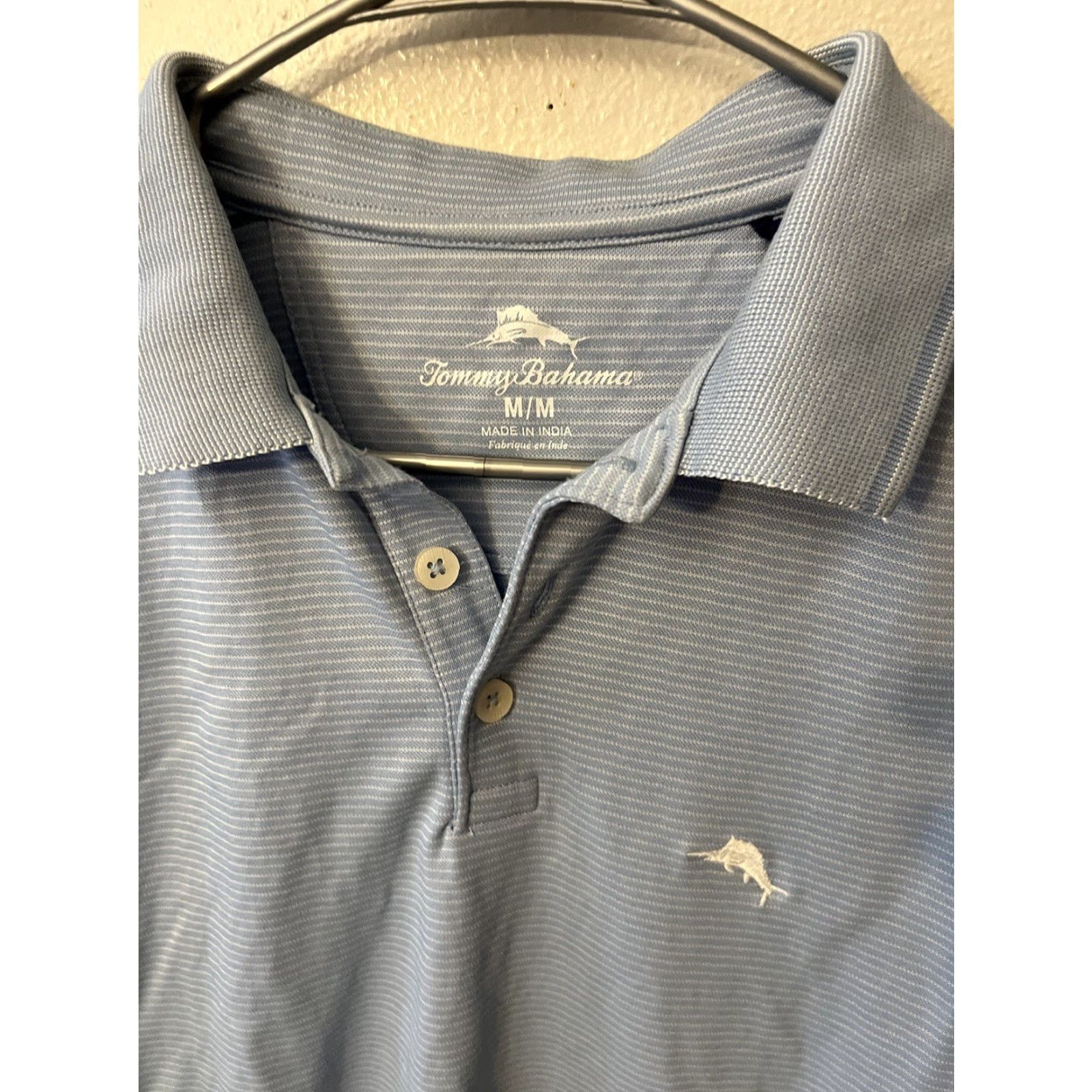 Tommy Bahama Tommy Bahama Polo Shirt Blue Striped Short Sleeve M Men Polo Shirt Medium Size US M / EU 48-50 / 2 - 2 Thumbnail