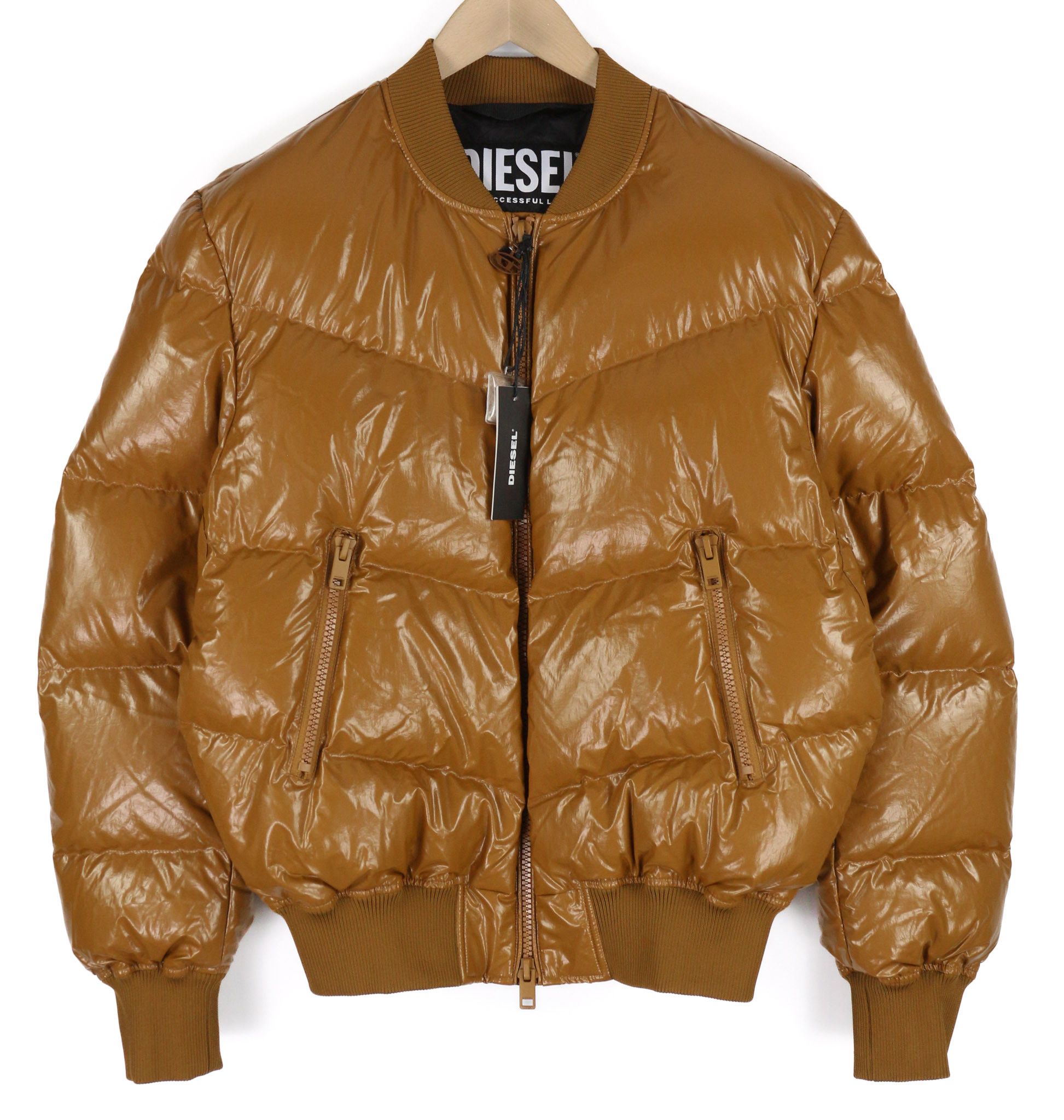 Diesel W-STEN L Brown Duck Down Quilted Zip Jacket 40013 Size US L / EU 52-54 / 3 - 1 Thumbnail