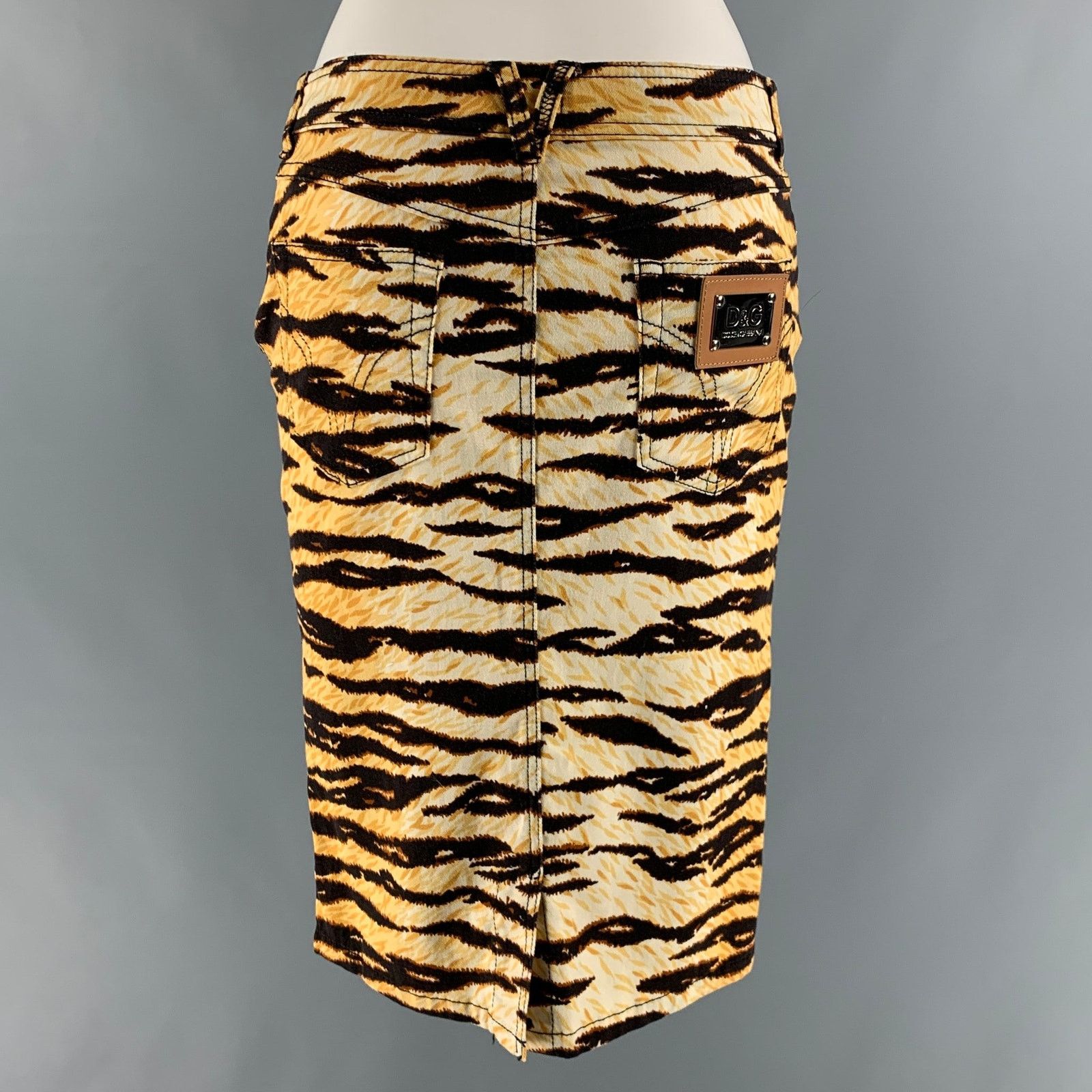 Dolce & Gabbana D&G Size XS Brown Gold Cotton Blend Skirt Sets Size 26" / US 2 / IT 38 - 6 Thumbnail