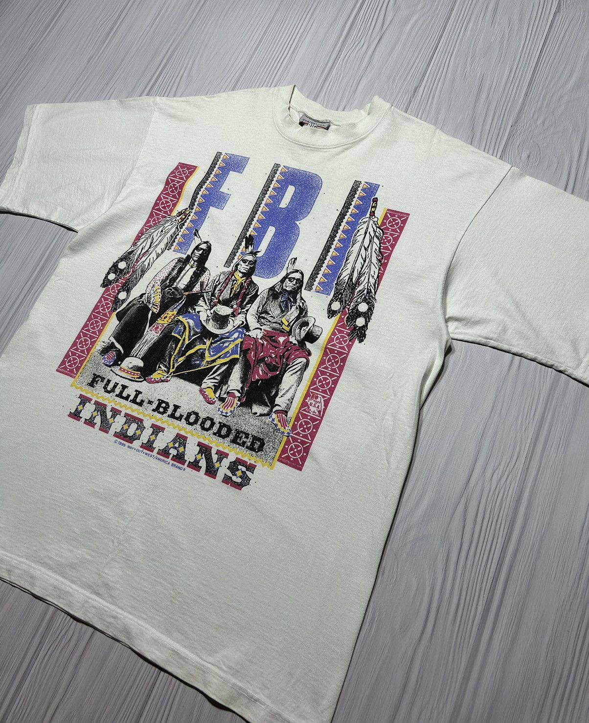 Vintage Rare Vintage 1995 Full Blooded Indians American T-Shirt Size US XL / EU 56 / 4 - 2 Thumbnail