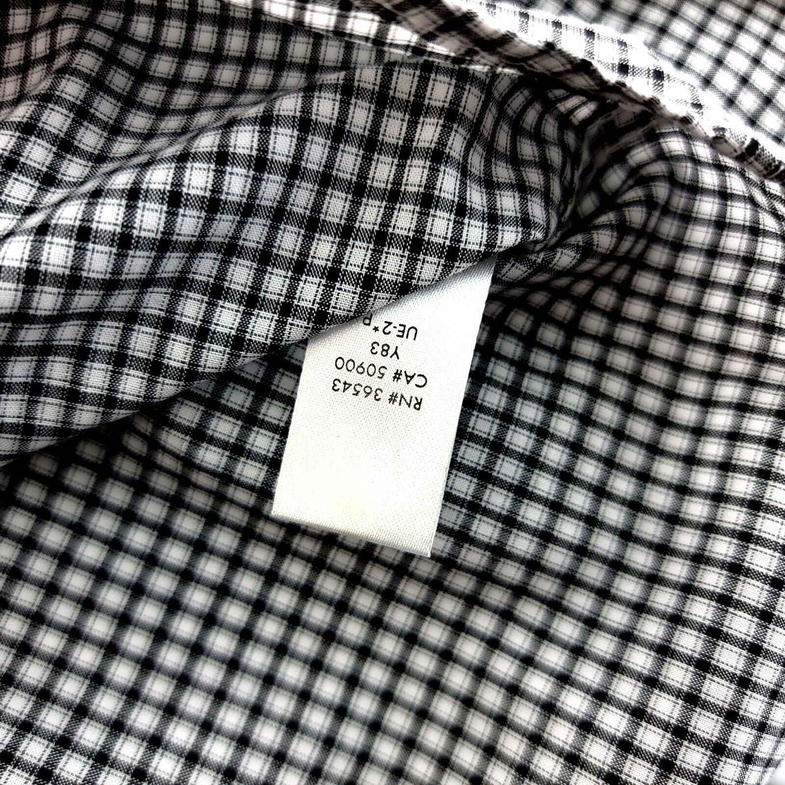 Calvin Klein Calvin Klein Slim Fit Large Cotton White Black Plaid Button Size US L / EU 52-54 / 3 - 9 Thumbnail