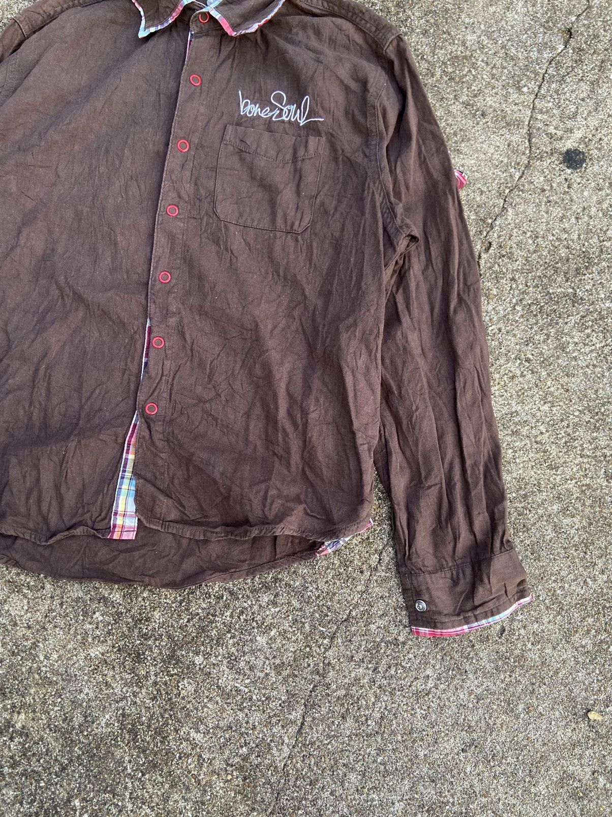 If Six Was Nine × Japanese Brand × Le Grande Bleu (L.G.B.) B ONE SOUL STENCIL BUTTON DOWN SHIRT JUMPER STYLE Size US M / EU 48-50 / 2 - 4 Thumbnail