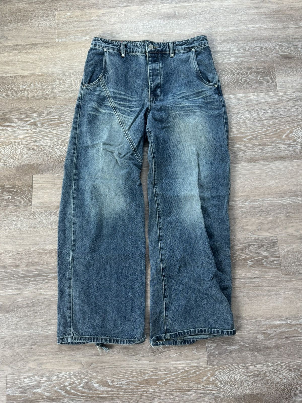 Japanese Brand × Vintage Protemoa Baggy Denim Washed Blue Size US 30 / EU 46 - 1 Thumbnail