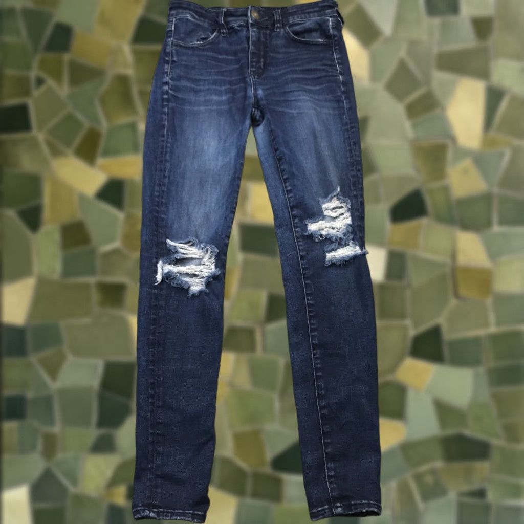 American Eagle Outfitters American Eagle Womens Jeans 4 Distressed Destroyed High Rise Jegging Stretch Size 27" / US 4 / IT 40 - 1 Thumbnail