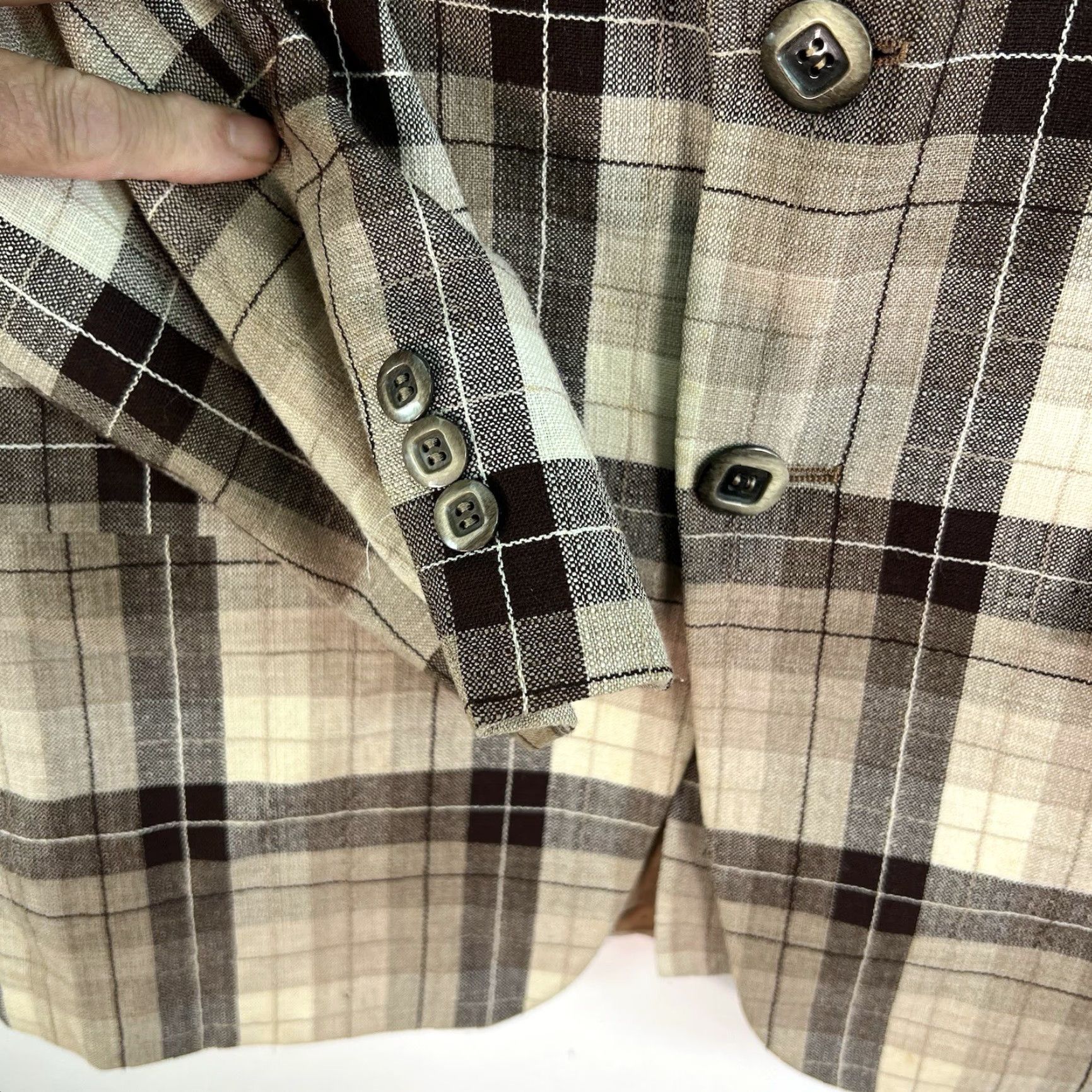 Vintage VINTAGE Philadelphia Plaid Sport Jacket Notch Lapel 2-Button Single-Breasted 42R Brown Mens Jacket Size US XS / EU 42 / 0 - 5 Thumbnail