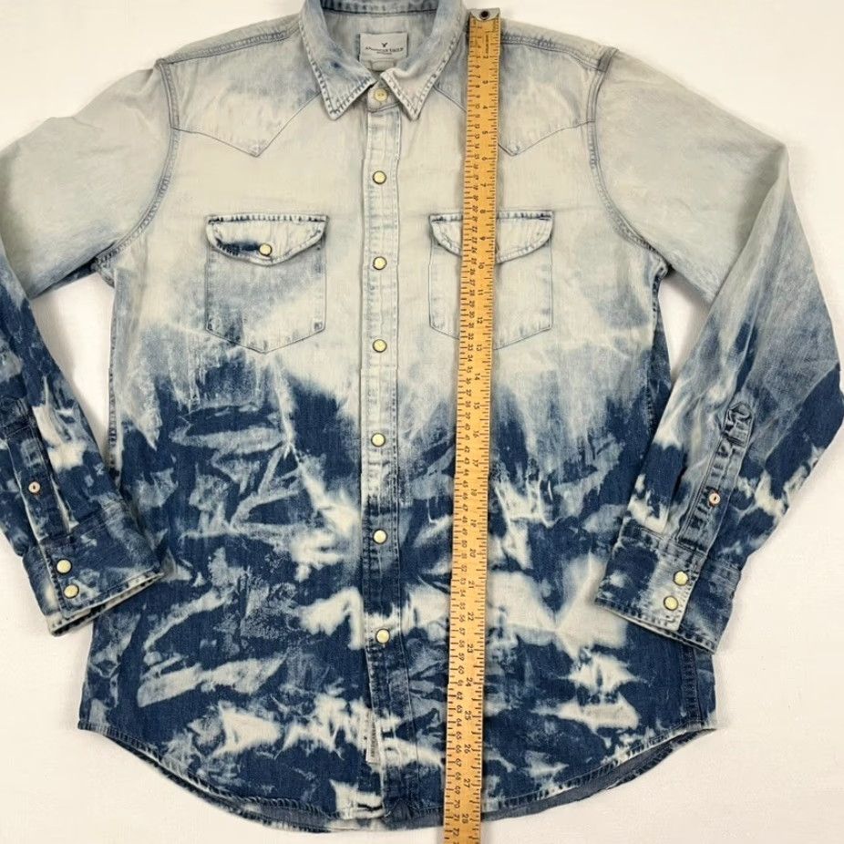 American Eagle Outfitters American Eagle Shirt Mens Medium Blue White Pearl Snap Western Pockets Tie Dye Size US M / EU 48-50 / 2 - 3 Thumbnail