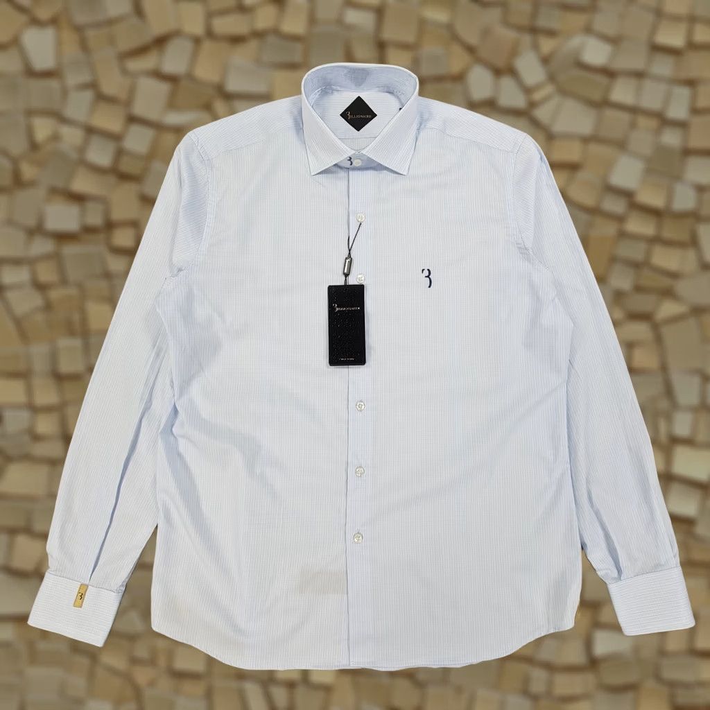 Vintage Billionaire Couture Mens Shirt Light Blue XL 17 Check Cotton Button Up Size US XL / EU 56 / 4 - 1 Thumbnail