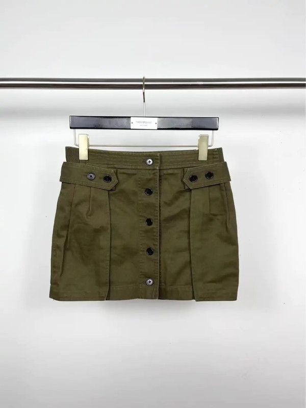 Yves Saint Laurent YSL Green Cotton Mini Skirt 0089 Size 26" / US 2 / IT 38 - 1 Thumbnail
