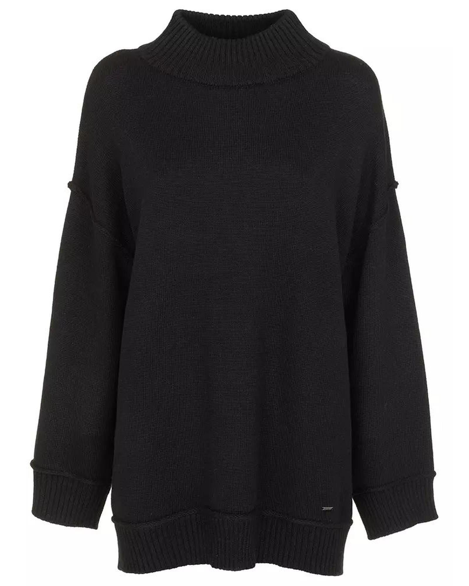 image of Imperfects Ribbed Turtleneck Sweater In Wool Blend in Black, Women's (Size Medium)