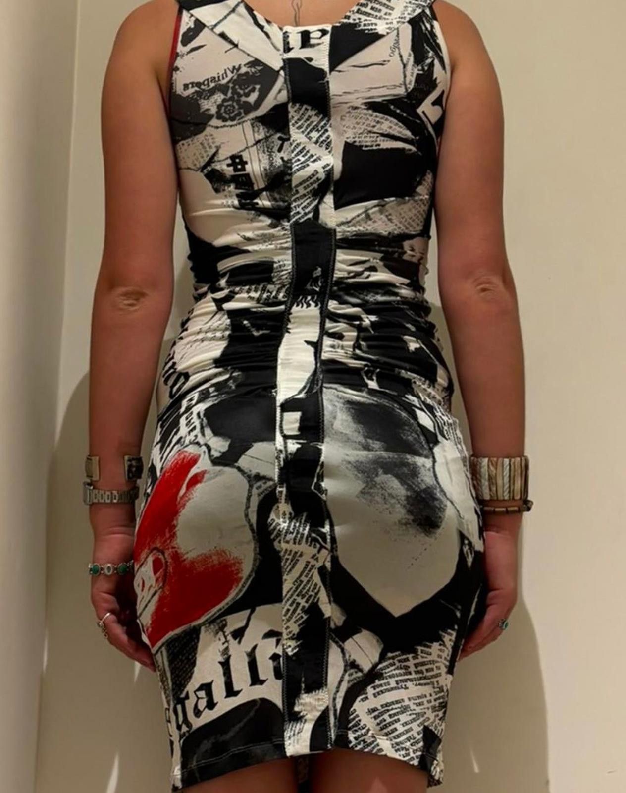Custo Barcelona John Galliano - Gazette Print Sleeveless Bodycon Dress Size S / US 4 / IT 40 - 6 Thumbnail
