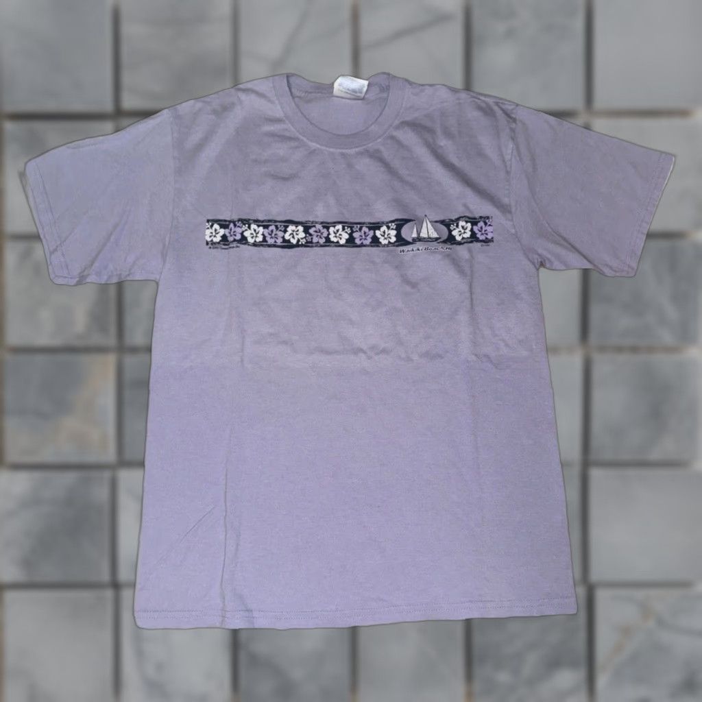 Vintage VINTAGE Hawaii T-Shirt Waikiki Lavender Floral Stripe Sailboat M & M Adult Medium Purple Graphic 90s Y2K Size US M / EU 48-50 / 2 - 1 Thumbnail