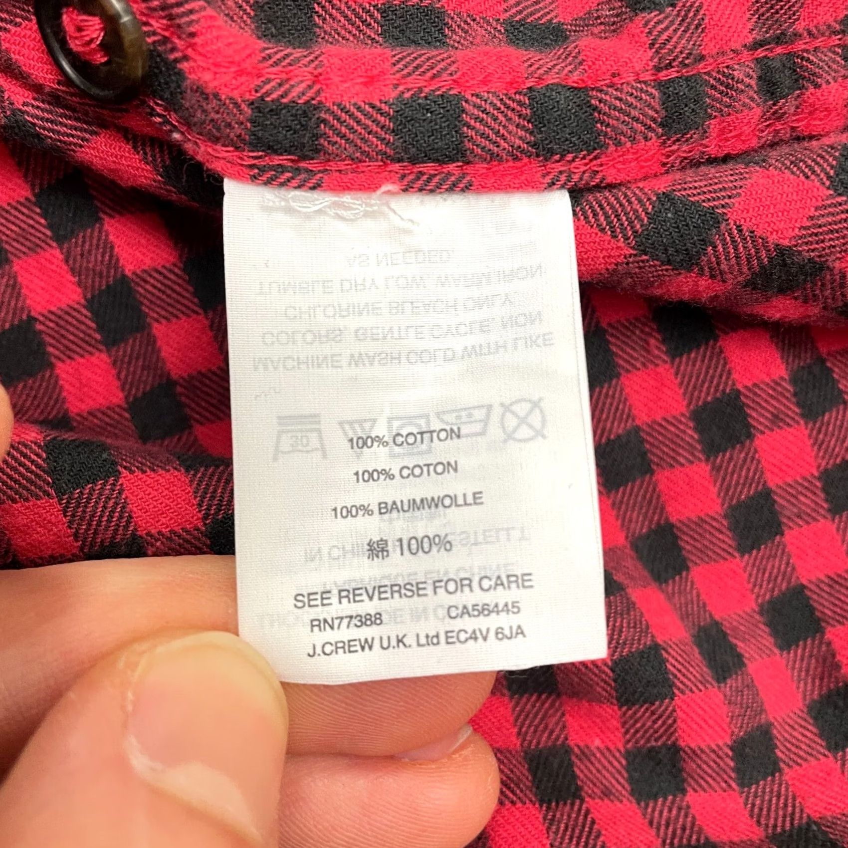 J.Crew J.Crew Flannel Popover Shirt Womens 00 Red Black Check Long Sleeve Cotton Blouse Size XXS / US 00 / IT 34 - 5 Thumbnail