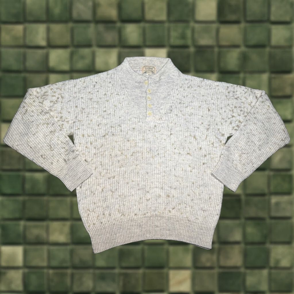 Vintage VINTAGE LL Bean Mens Large Long Henley Knit Wool Sweater Button Heavyweight USA Shirt Mens Large Beige 90s USA Size US L / EU 52-54 / 3 - 1 Thumbnail