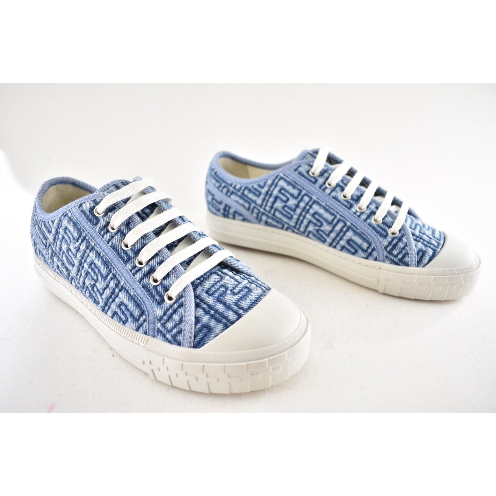 Fendi Fendi Domino Denim FF Logo White Platform Low Top Sneaker 41 Size US 11 / IT 41 - 4 Thumbnail
