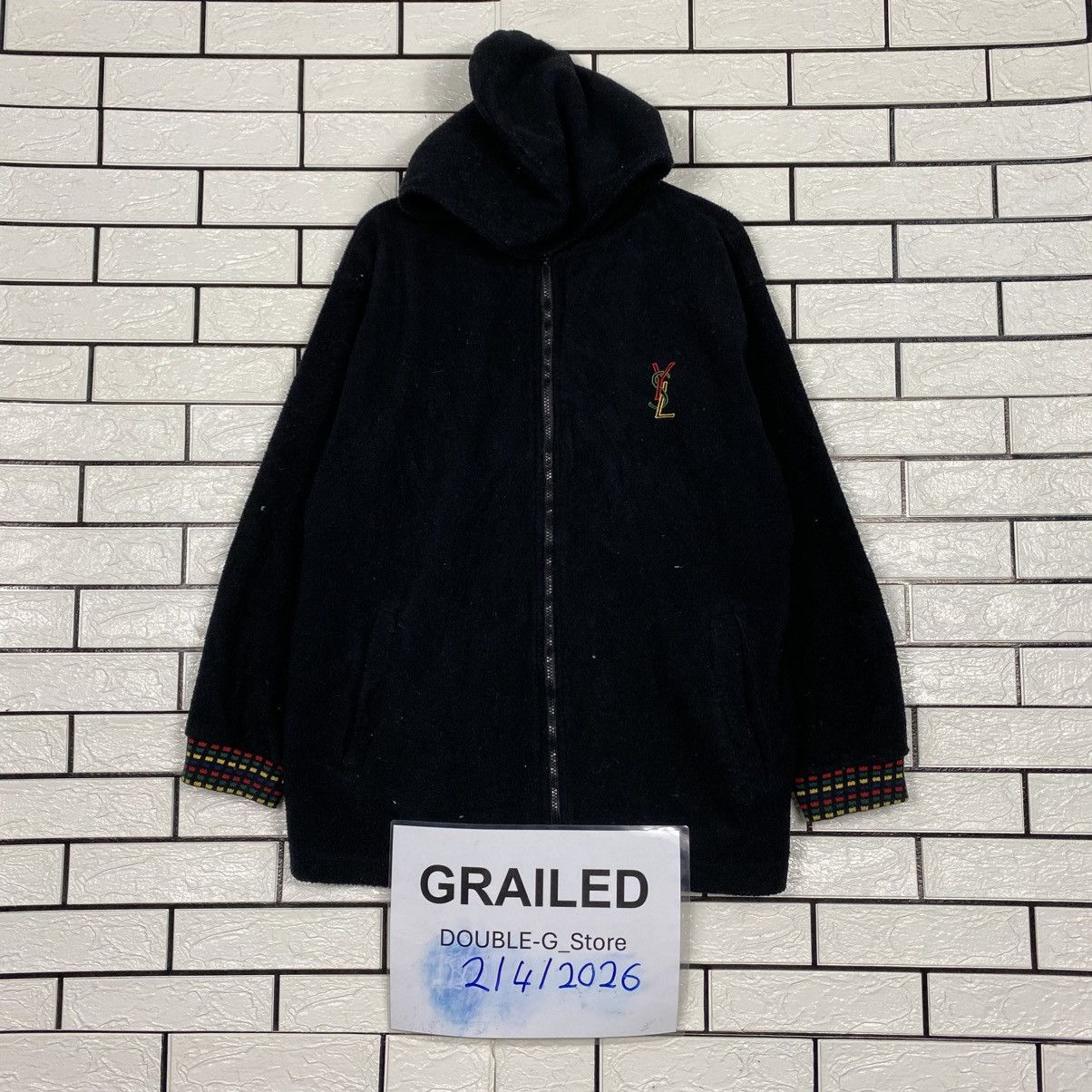 Yves Saint Laurent 📌Vintage Zipper Sweater Hoodie Yves Saint Laurent Big Logo Size US L / EU 52-54 / 3 - 1 Thumbnail