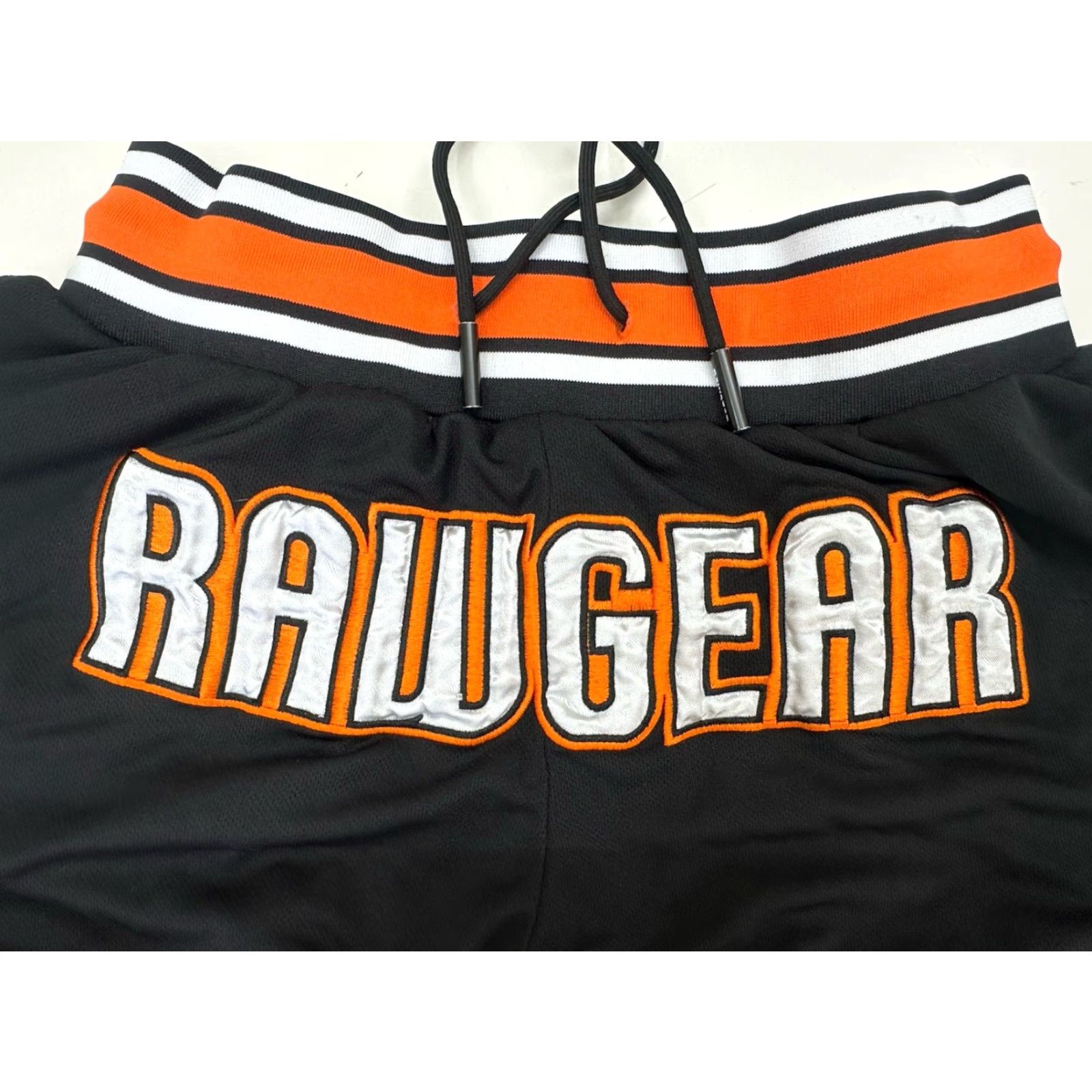 Vintage RawGear Mens Shorts Size Medium Black Orange Front Embroidered Drawstring Size US 31 - 3 Thumbnail