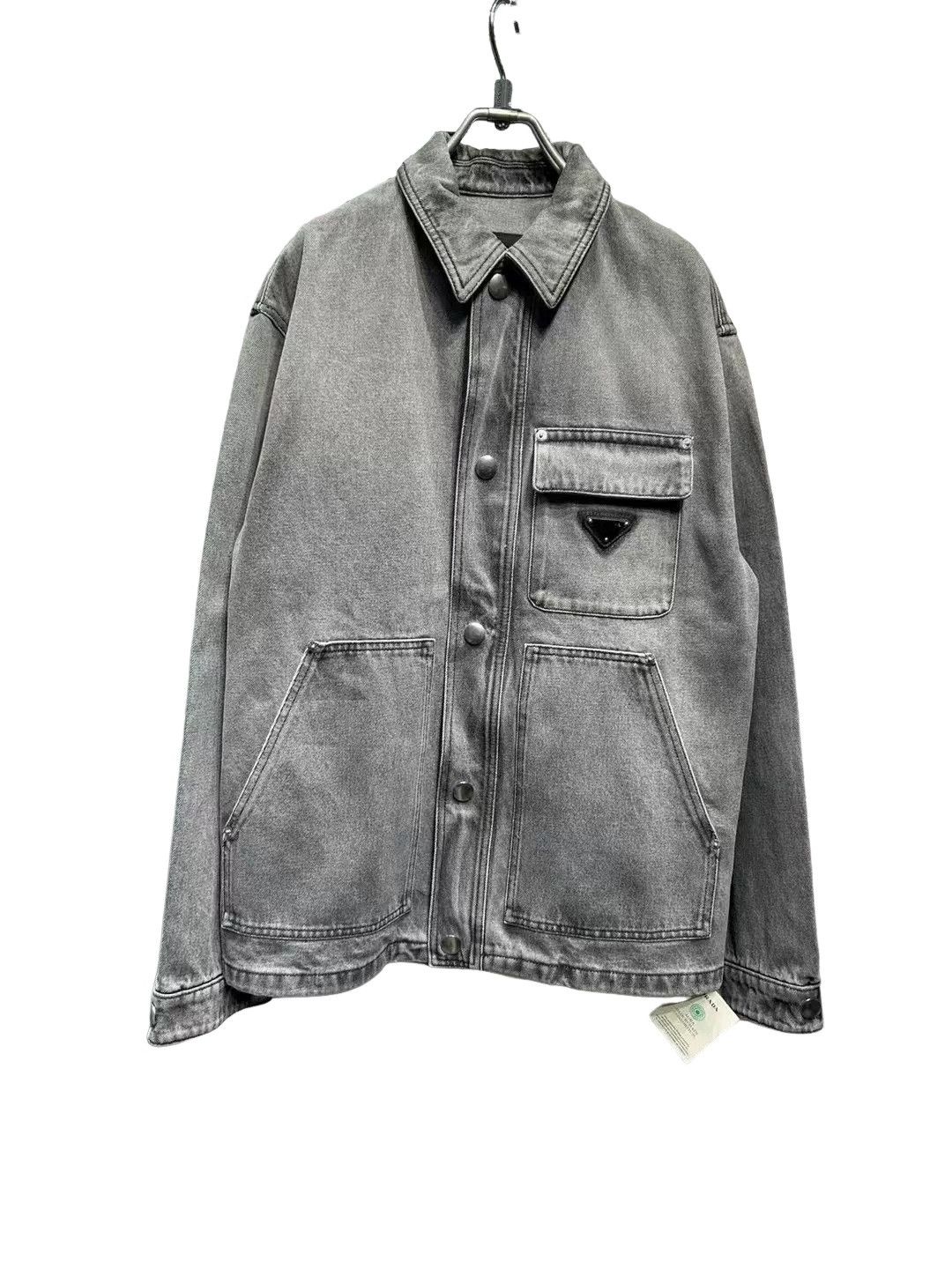 Prada Prada Grey Washed Denim Logo Jacket Size M Size US M / EU 48-50 / 2 - 1 Thumbnail