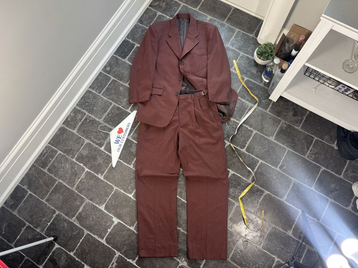 Vintage Bespoke Vintage Suit Two Piece 2pc Stripe Mobster Zoot Suit Size 44S - 24 Thumbnail