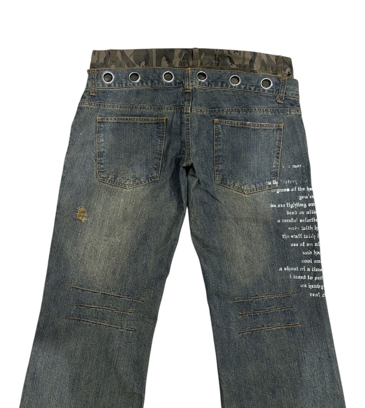 If Six Was Nine × In The Attic × Undercover IN THE ATTIC Double Waist Camo Grommet Wide Leg Denim Jeans Size US 35 - 5 Thumbnail