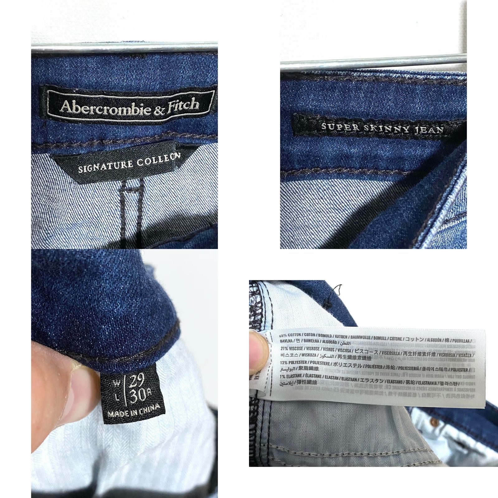Abercrombie & Fitch Abercrombie & Fitch Signature Collection Super Skinny Jeans Womens 29 Distressed Grunge Punk Rock Denim Slim Stretch 5-Pocket Casual YeK Size 29" - 8 Thumbnail