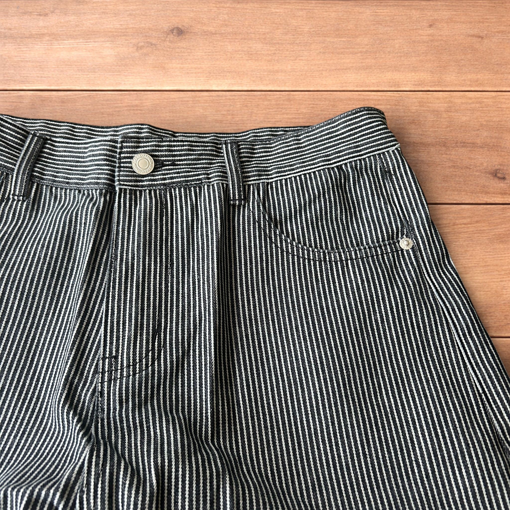 Japanese Brand Vintage style wide baggy pinstripe trousers in blck/white. Size US 34 / EU 50 - 3 Thumbnail
