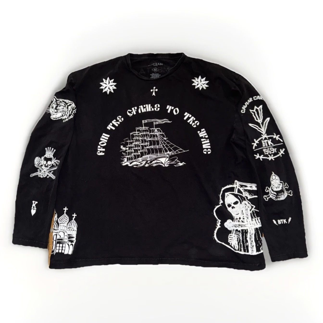 Crooks & Castles VINTAGE Crooks & Castles Cavier Cartel From the Cradle to the Grave Long Sleeve Shirt XL Black Crew Neck Mens Size US XL / EU 56 / 4 - 2 Thumbnail