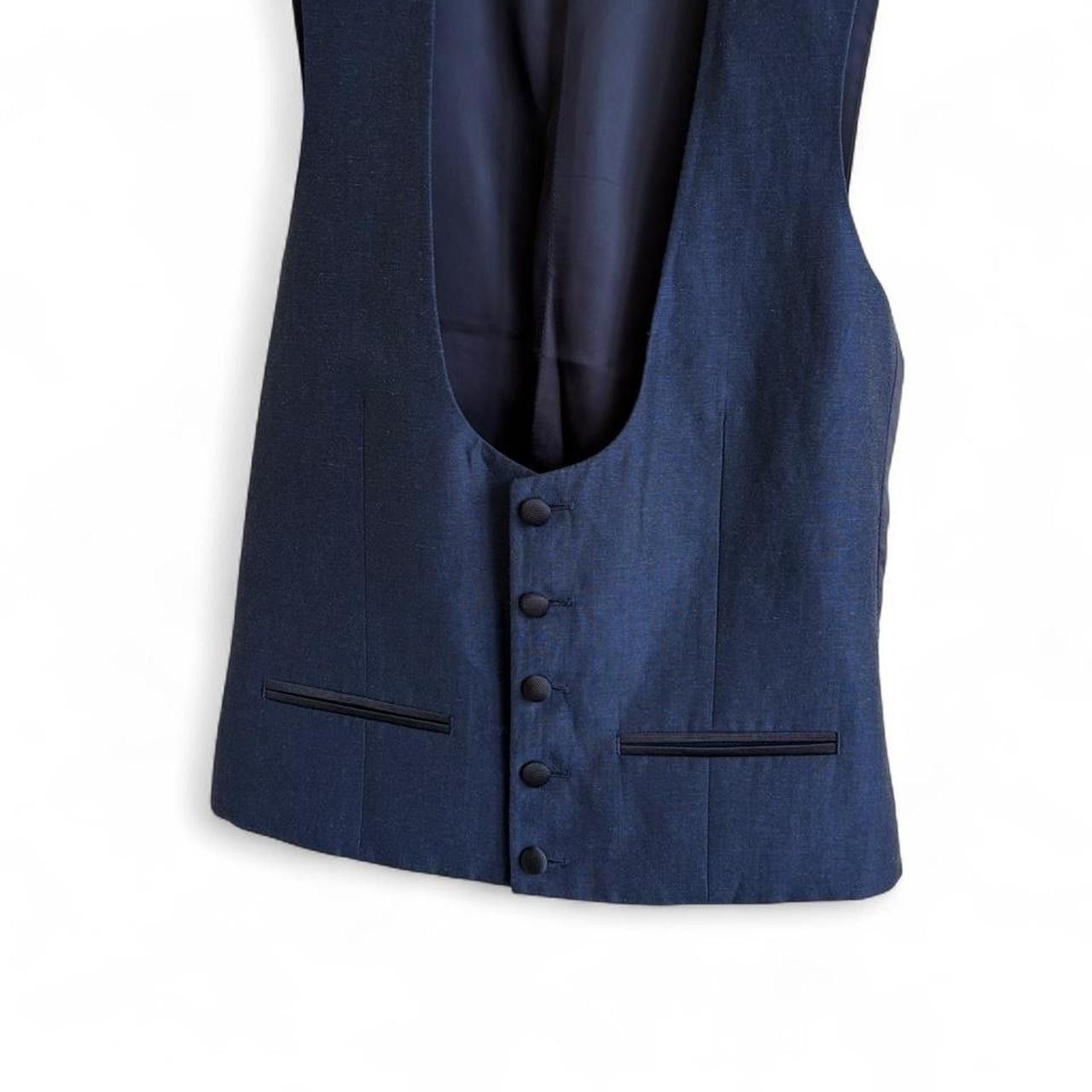 Suitsupply SuitSupply Blue Wool Linen Tuxedo Jacket & Waistcoat 34R Size 34R - 10 Thumbnail