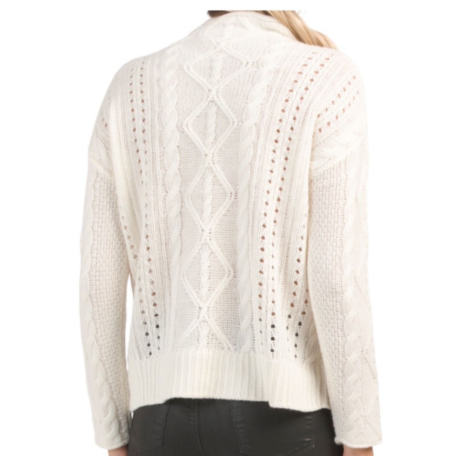 Elie Tahari Funnel Neck Cable Knitted Cashmere Sweater from ELIE TAHARI Size L / US 10 / IT 46 - 10 Thumbnail