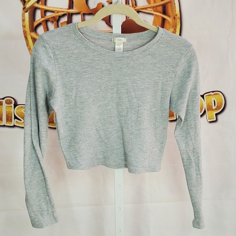 Other Bozzolo Gray Ribbed Crop Long Sleeve Top Medium Size M / US 6-8 / IT 42-44 - 1 Thumbnail