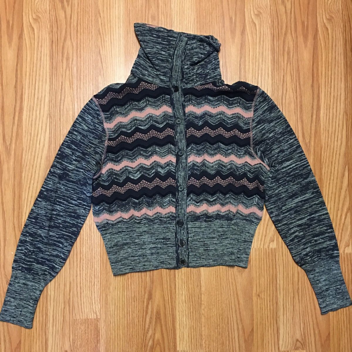Missoni M MISSONI Crochet-knit Turtleneck Cardigan Sweater EU 42 Size M / US 6-8 / IT 42-44 - 9 Thumbnail