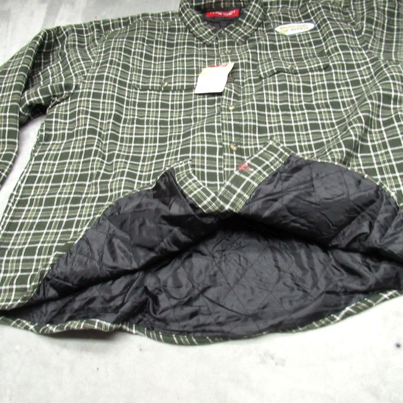 Wrangler VINTAGE Wrangler Flannel Jacket Men XL Green Plaid Quilt Lined Flannel Button Warm NEW Size US XL / EU 56 / 4 - 5 Thumbnail